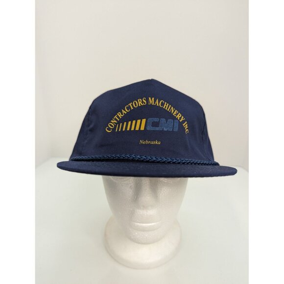 Contractors Machinery Inc Men Blue Wide Brim Braid Adj Snapback Truckers Cap - Picture 2 of 8